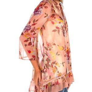 🆕 Buckle BKE Boutique Sheer Pink Floral Chiffon Top Size Extra Small